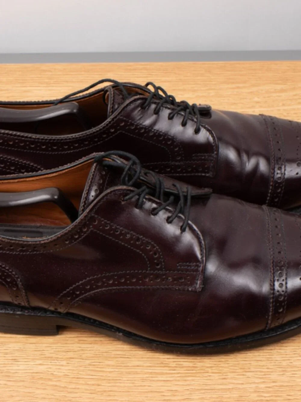Allen Edmonds Sanford Cap Toe Shoes Men's 9.5 EEE Burgundy Leather USA